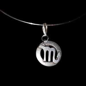 scorpio sterling zodiac, or charm on silvertone ring and lobster clasp